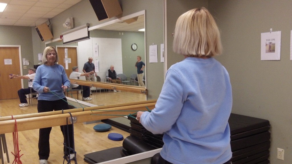 Woman with Parkinson's exercising