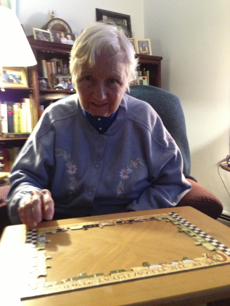 Beverly doing a puzzle