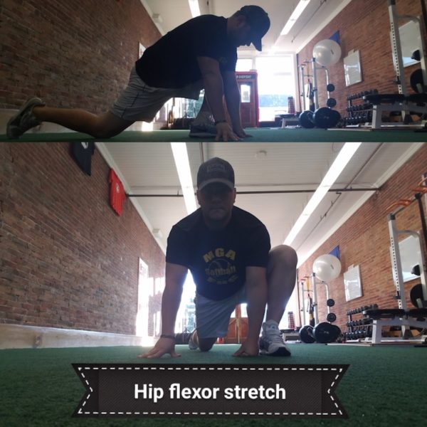Andy Wight demonstrates hip flexor stretch
