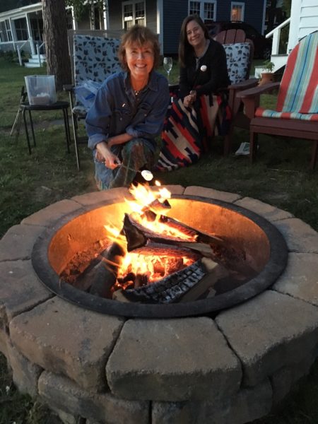 Toasting a marshmallow for s'mores