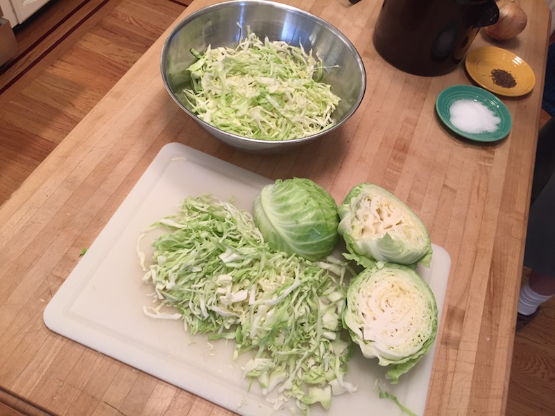 Cutting up cabbage for sauerkraut