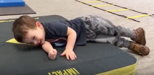 Toddler Owen falling