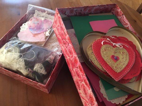 Boxes of Valentine materials