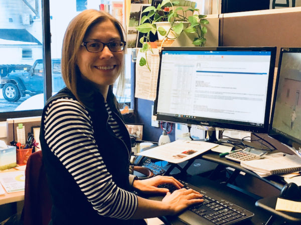 Diane's daughter at standing desk