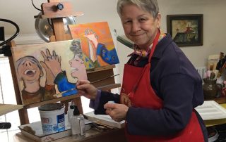 Peesh at her easel, Conversations About Aging