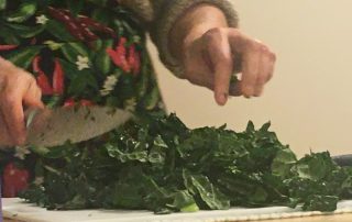 Chopping kale