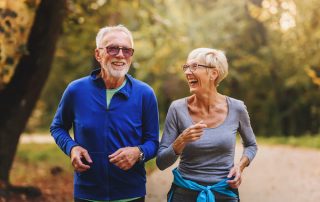 Aging couple running