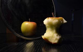 Two apples/distorted image/eating disorders