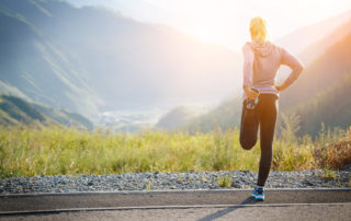 Woman stretching after running