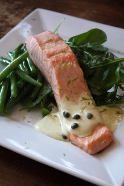 Poached salmon