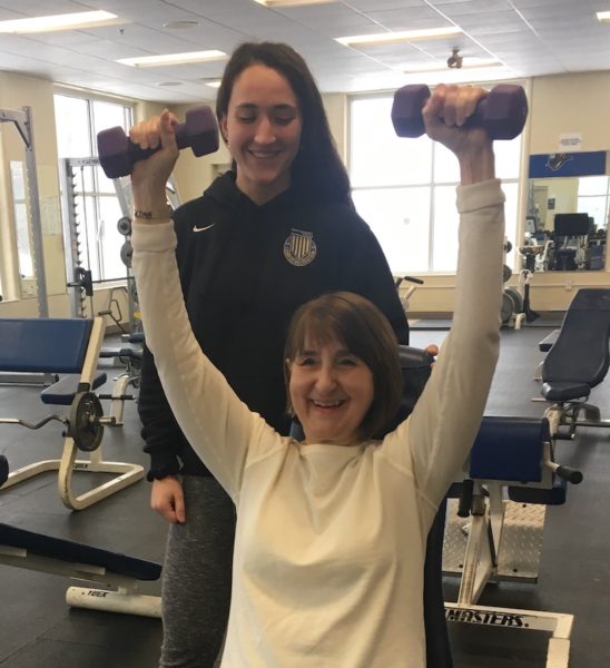 Peggy and Liz working out