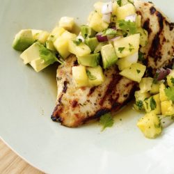 Grilled chicken with avocado salsa