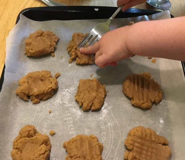 Making peanut butter cookies