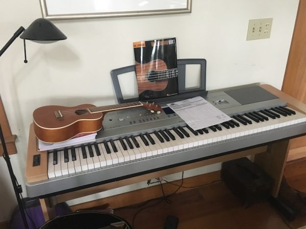 Bill's keyboard and ukulele