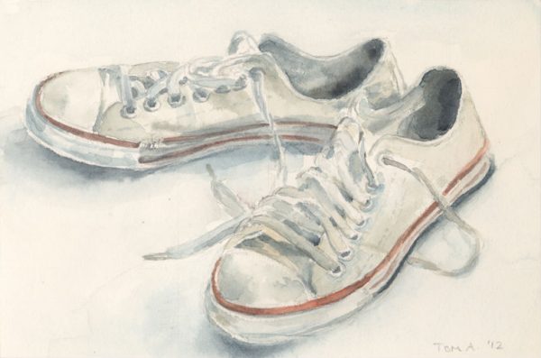 Watercolor of sneakers, Tom Antonik