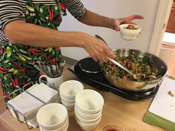 Serving quinoa bowls