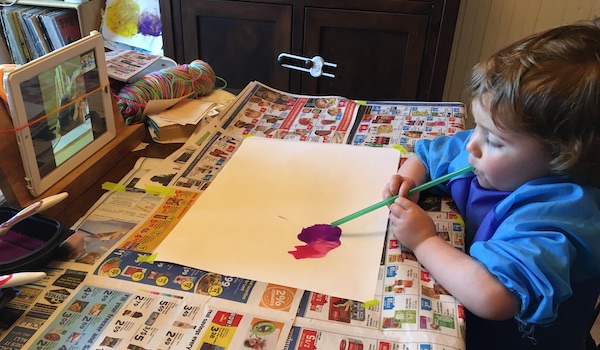 Coraline paints with Nana