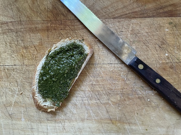 Pesto on bread