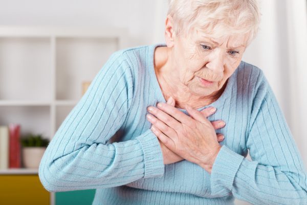Older woman with chest pain